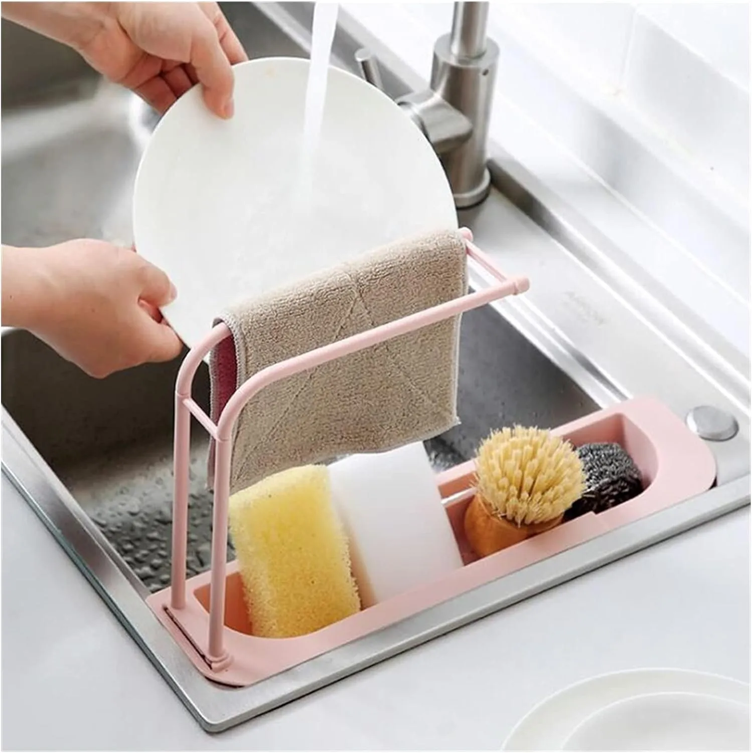 Telescopic Expandable Kitchen Sink Drain Basket Holder Rack F42-8-765 Pink