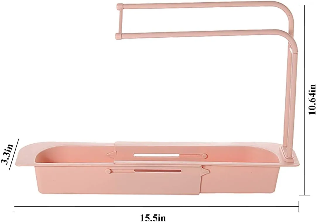 Telescopic Expandable Kitchen Sink Drain Basket Holder Rack F42-8-765 Pink
