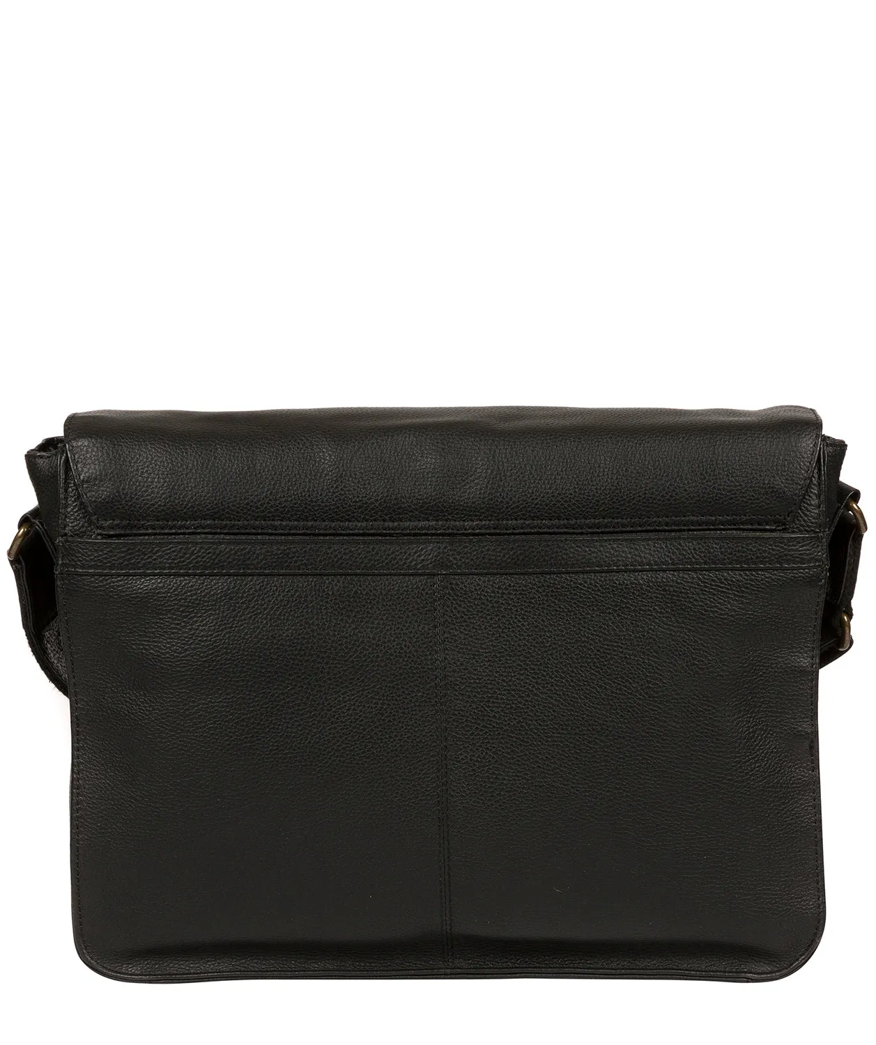 'Terence' Black Leather Messenger Bag