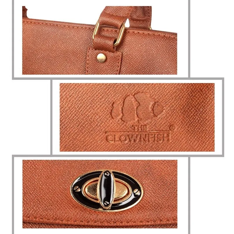 THE CLOWNFISH Doyenne Synthetic 32 cms Sand Brown Messenger Bag