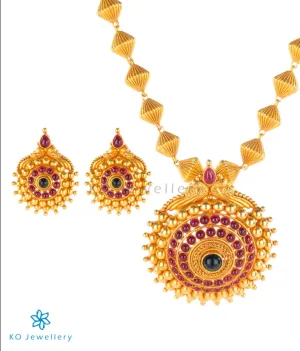 The Deepita Silver Kempu Pendant Set
