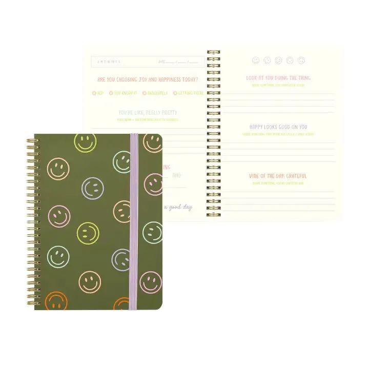 TOT Green Smiley Mini Gratitude Journal