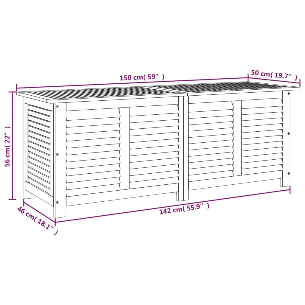 vidaXL Garden Storage Box with Louver 150x50x56 cm Solid Wood Acacia