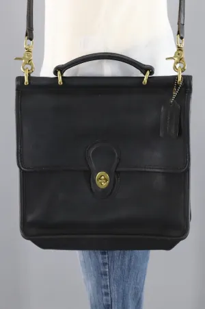 Vintage Coach Willis Medium Messenger Bag Black Leather Style H4C 9927