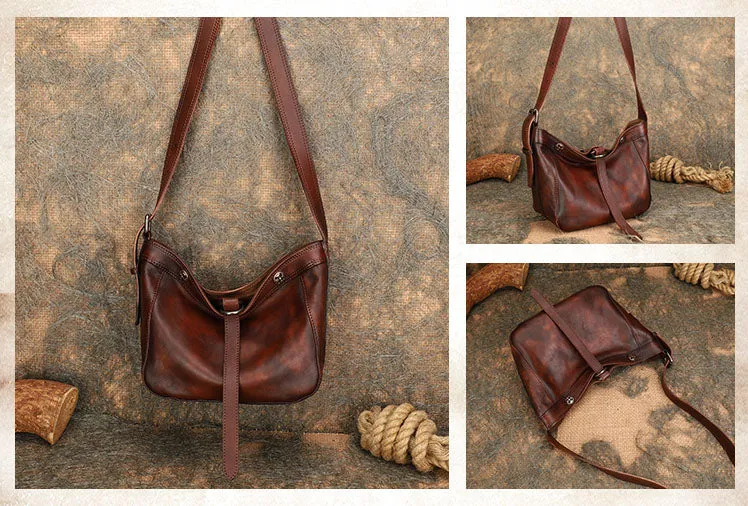 Vintage Ladies Boho Shoulder Bags Leather Crossbody Purse For Women