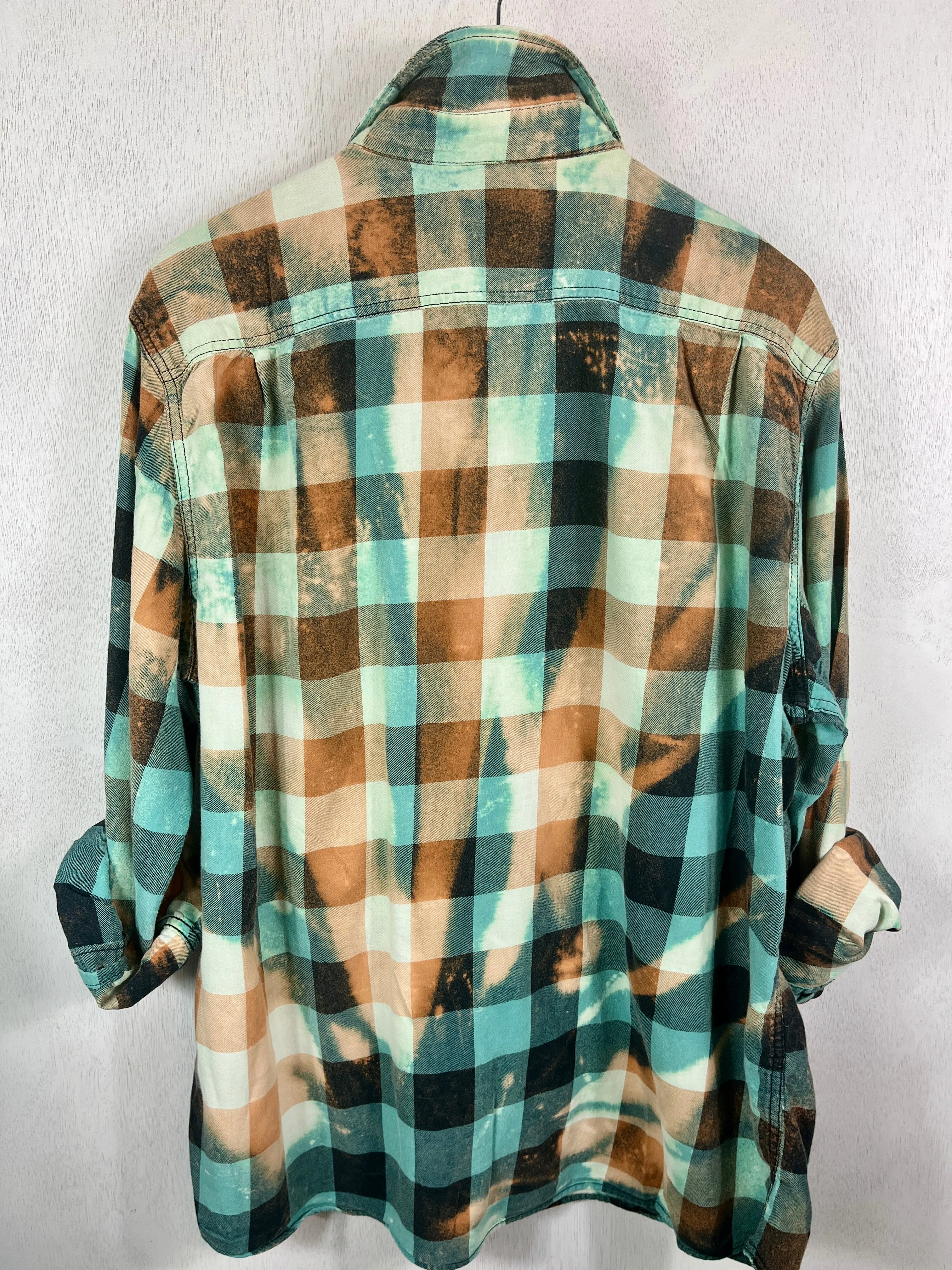Vintage Seafoam Green, Rust, Black and White Lightweight Cotton Size XL