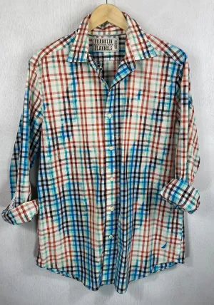 Vintage Turquoise, White and Coral Lightweight Cotton Size Medium