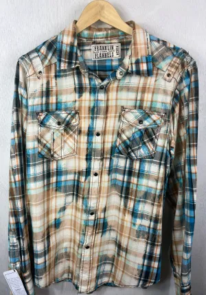 Vintage Western Style Turquoise, Gold and White Lightweight Cotton Size Medium