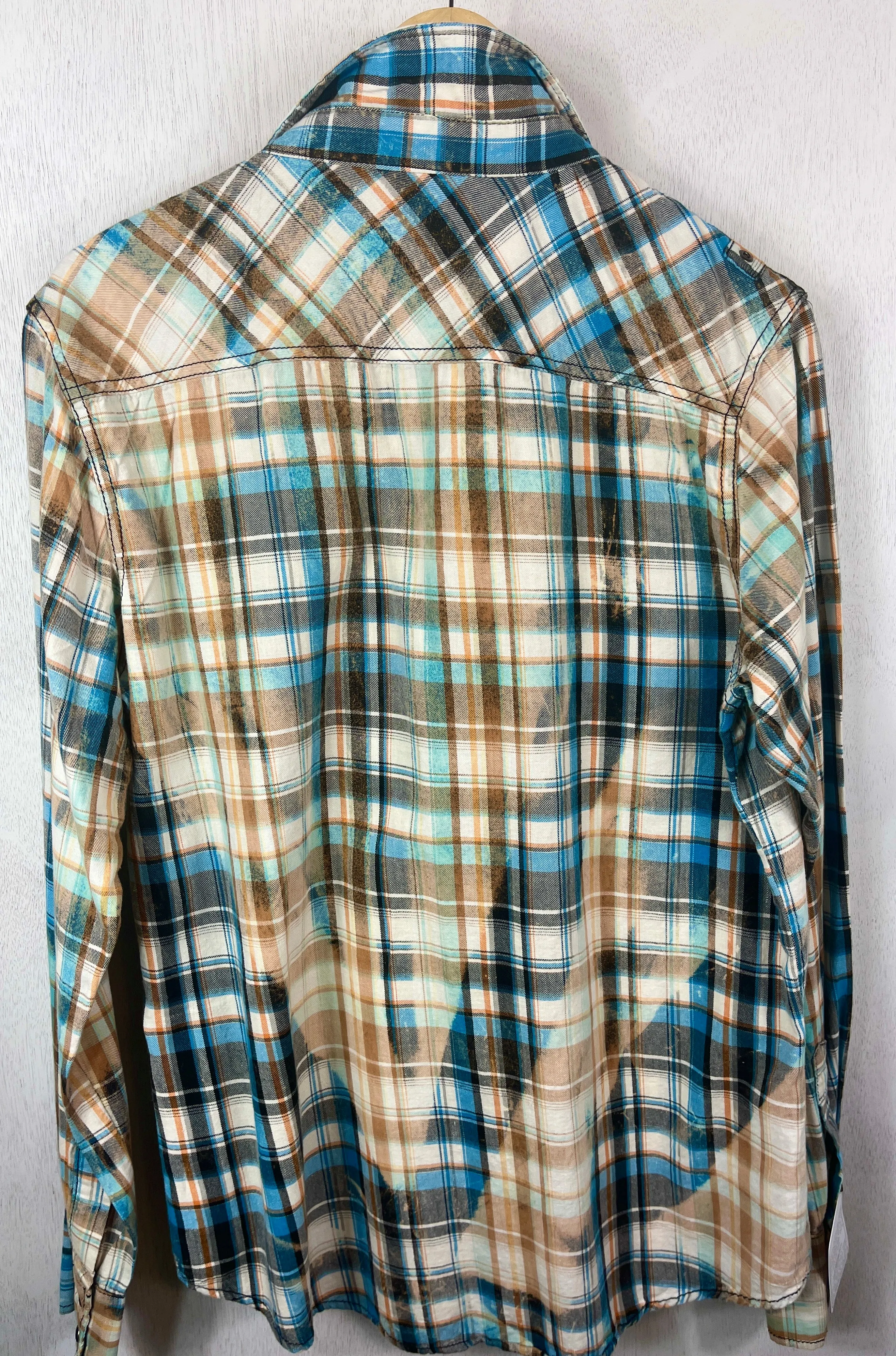 Vintage Western Style Turquoise, Gold and White Lightweight Cotton Size Medium