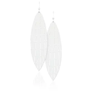 White Croc Leather Earrings