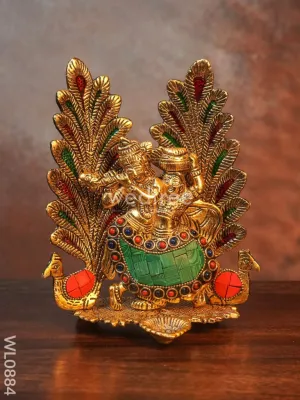 White Metal Radhe Krishna in Oxidised Finish  - WL0884