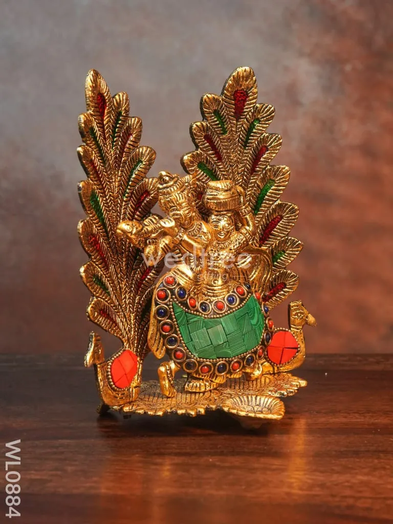 White Metal Radhe Krishna in Oxidised Finish  - WL0884