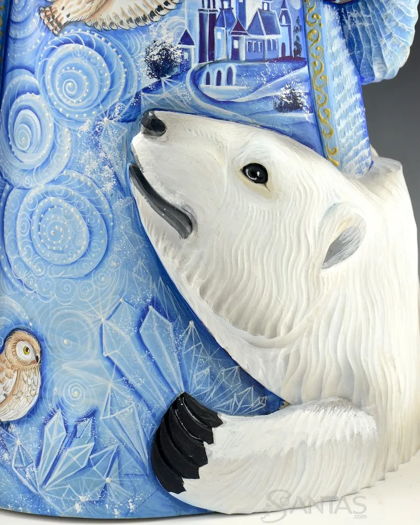 Winter Blue Arctic Santa with Polar Bear and Snow Owl