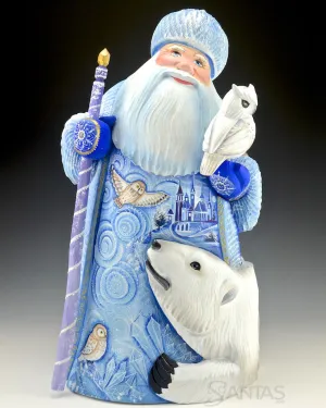 Winter Blue Arctic Santa with Polar Bear and Snow Owl