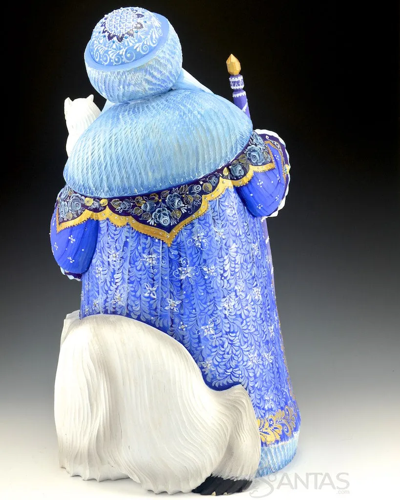 Winter Blue Arctic Santa with Polar Bear and Snow Owl