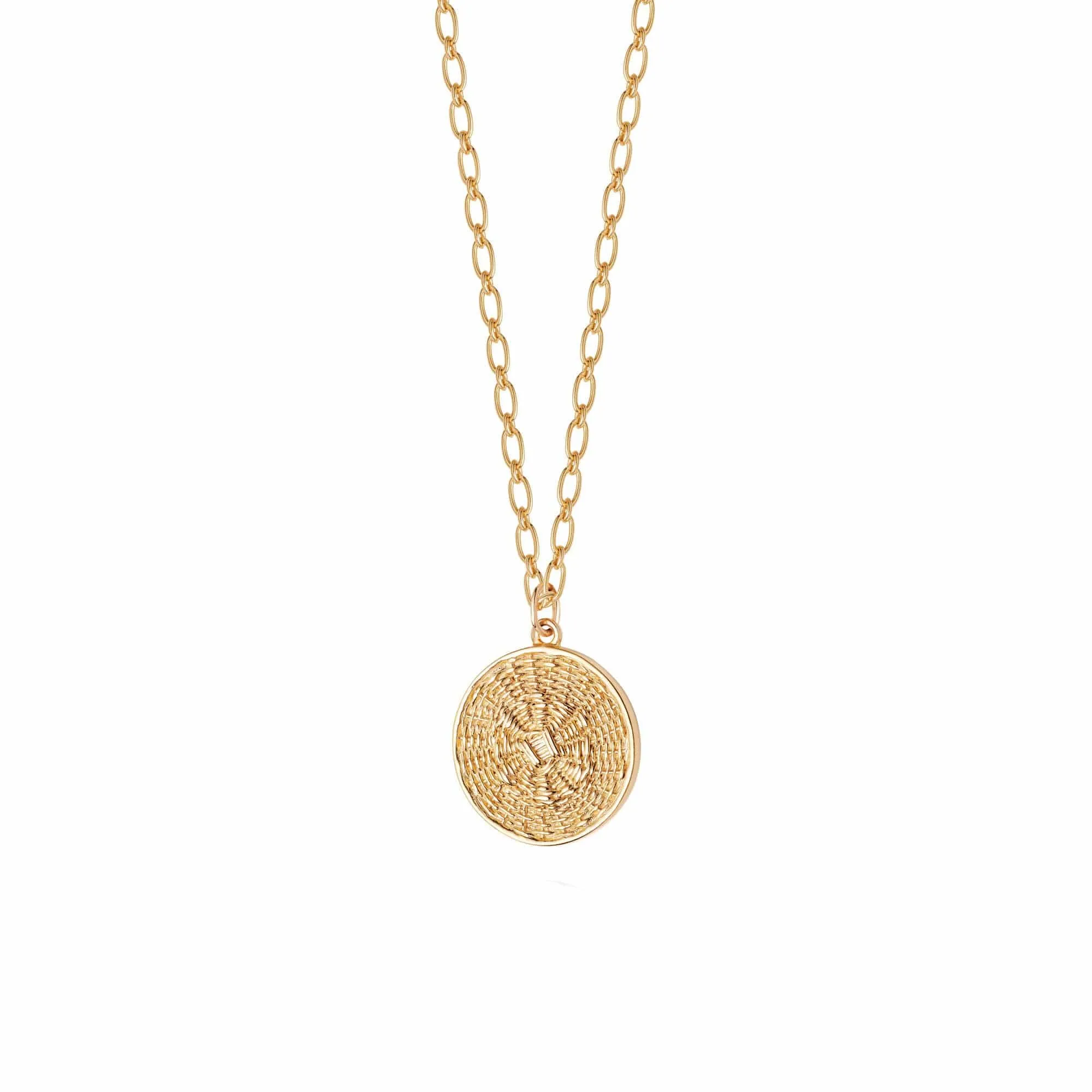 Woven Coin Necklace 18ct Gold Plate