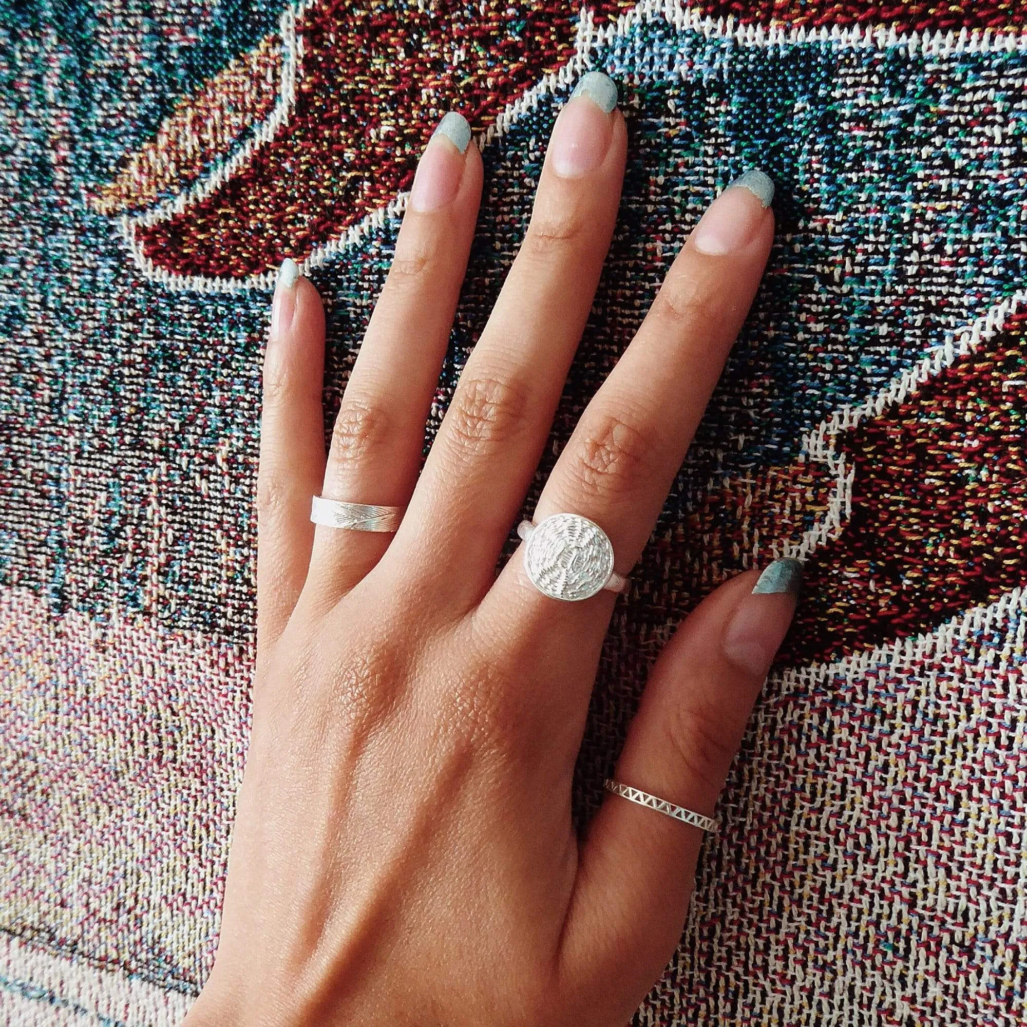 Woven Coin Ring Sterling Silver