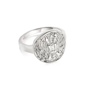Woven Coin Ring Sterling Silver