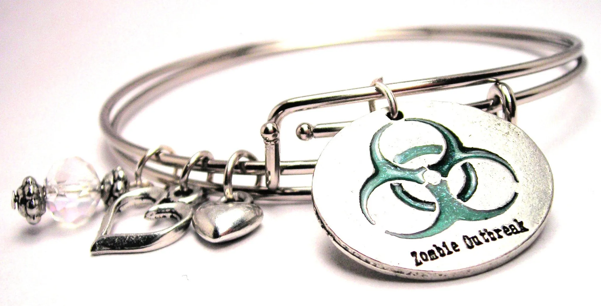 Zombie Outbreak Green Bio Hazard Expandable Bangle Bracelet Set